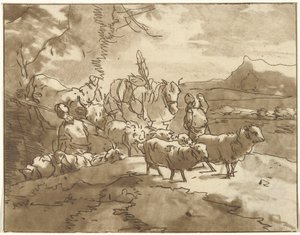 Çobanlar ve Sığırlarla Manzara by Christiaan Josi