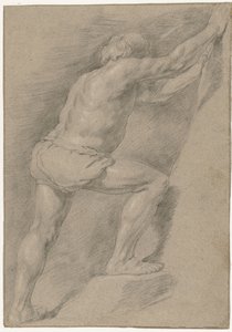 Bacağını kaldırmış çıplak bir adamın incelenmesi by Christiaen Gillisz. van Couwenberg (attributed to)
