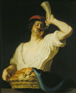 Boynuzunu Üfleyen Bir Fırıncı, 1650. by Christiaen van Couwenbergh