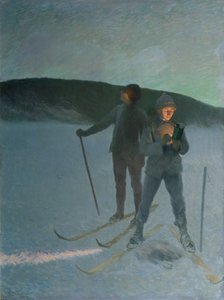 Kayakla Buzda Balık Tutma, Akşam by Christian Eriksen Skredsvig