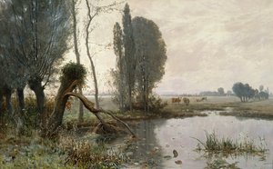 İnekler ile manzara by Christian Eriksen Skredsvig
