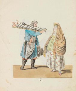 Tahtada domuzlu kasap ve tüccar kadın St. Petersburg..., 1799 dizisinden.