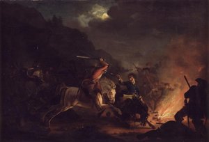 Norveç ve İsveç Süvarileri Arasında Gece Çatışması by Christian Holm