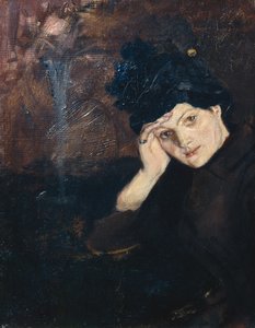Siyah şapkalı Albertine