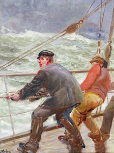 Rüzgara doğru çekme (tuval üzerine yağlı boya) by Christian Krohg