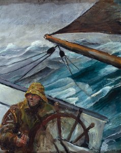 Dümende eş (tuval üzerine yağlı boya) by Christian Krohg