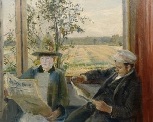 Oda Verdens Gang gazetesini okuyor by Christian Krohg