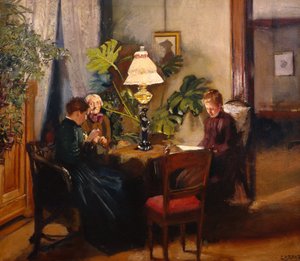 Teyze ve kız kardeşler Helene ve Amalie by Christian Krohg