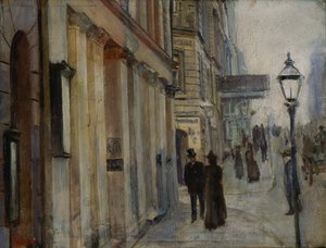 Köşe Karl Johan caddesi ve Dronningen caddesi by Christian Krohg