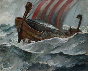 Kötü havada Viking gemisi by Christian Krohg