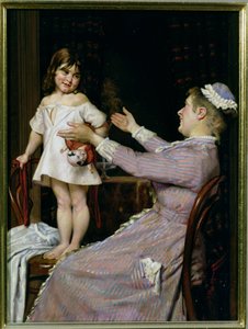 Oyuncak Bebekli Küçük Kız ve Hemşiresi, 1896 by Christian Pram Henningsen