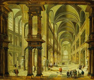 Figürlü Hayali Bir Kilise İçi, by Christian Stocklin