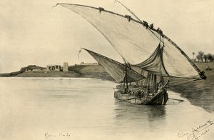 Nil üzerinde Felucca, Kom Ombo, Mısır, 1898. by Christian Wilhelm Allers