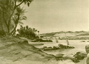 Nil Nehri üzerinde Feluccas, Mısır, 1898. by Christian Wilhelm Allers
