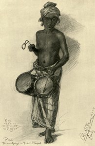 Pina - bir Budist tapınağında davulcu çocuk, Kandy, Seylan, 1898. by Christian Wilhelm Allers