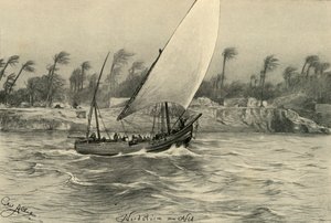 Nil Nehri üzerinde kuzeyden fırtına, Mısır, 1898. by Christian Wilhelm Allers
