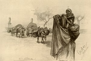 Kobri el Gezira Köprüsü yakınında kadın ve çocuk, Kahire, 1898. by Christian Wilhelm Allers