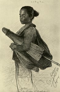 Şemsiyeli genç kadın, Magalang, Java, 1898. by Christian Wilhelm Allers