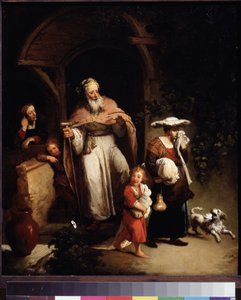 (Hagar'ın kovulması) İsmail, İbrahim'in karısı Sara'nın Mısırlı hizmetçisi Hacer'den (Hagar) ilk oğludur. İshak doğduktan sonra İsmail ve Hacer uzaklaştırılır. Christian Wilhelm Ernst Dietrich'in (1712-1774) tablosu 18. yüzyıl Muse