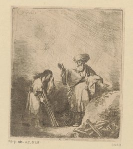 İbrahim kurbandan önce İshak ile konuşur by Christian Wilhelm Ernst Dietrich