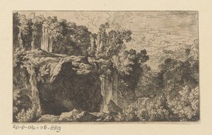 Şelale ile Arcadian manzara by Christian Wilhelm Ernst Dietrich