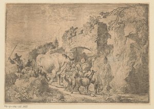 Bir harabede sürü ile çoban by Christian Wilhelm Ernst Dietrich