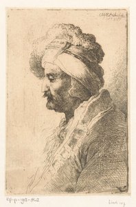Kürk şapkalı adam aşağı bakıyor by Christian Wilhelm Ernst Dietrich