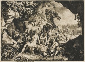 Bir Mağaranın Yakınında Yıkanan Periler by Christian Wilhelm Ernst Dietrich