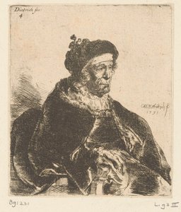 oturan yaşlı kadın by Christian Wilhelm Ernst Dietrich