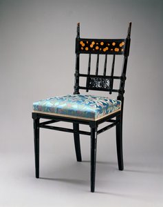 Yan Sandalye, Herter Brothers Company, c.1876-79 (kiraz, yaldız ve döşeme) by Christian and Gustave 1830 98 Herter