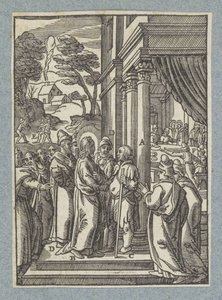 Mesih Şabat günü susuz bir adamı iyileştirir by Christoffel van Sichem (II)