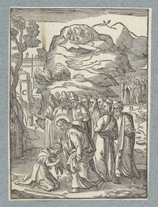 Mesih bir cüzamlıyı iyileştirir by Christoffel van Sichem (II)