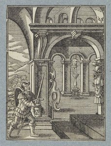 Saul'un başı Filistlilerin tapınağına getirildi by Christoffel van Sichem (II)