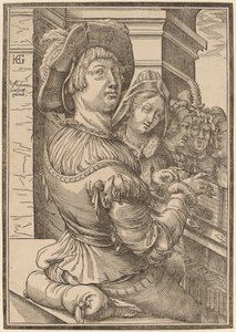 Psalterium Oynayan Genç Bir Adam by Christoffel van Sichem I after Hendrik Goltzius
