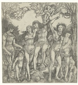 Manzarada çiftler ve Amor ile aşk alegorisi by Christoforo di Michele Robetta