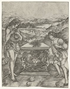 Cain ve Abel sunakta kuzu sunar by Christoforo di Michele Robetta