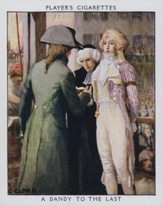 Sonuna Kadar Bir Dandy, cellat Samson olarak, aristokratın kravatını (renkli lito) çıkarıp çıkaramayacağını sorar.