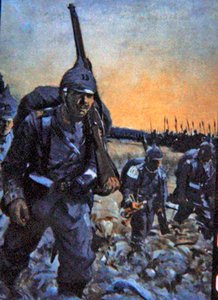 alan üniformalı 1914 Alman piyade (renkli lito)