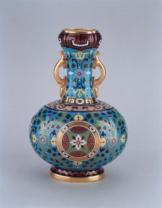 Emaye işi, Minton & Co, c.1870 (porselen) taklidi ile süslenmiş kukla vazo by Christopher Dresser