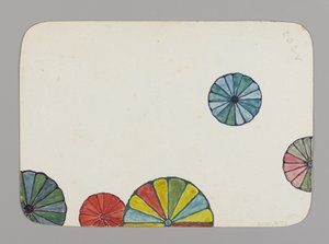 Stilize Krizantemlerle süslenmiş Küçük Kart (verso), c.1880 (wc, siyah mürekkep ve çok ince kart destesi üzerine metalik boya)