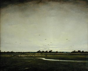 Bir İngiliz Manzarası, Romney Marsh (tuval üzerine yağlı boya) by Christopher Richard Wynne Nevinson