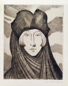 Edith Sitwell (1887-1964) 1927 (aşındırma ve kuru nokta) by Christopher Richard Wynne Nevinson