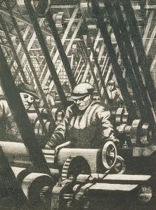 Motorun yapımı, 1917 (aşındırma ve kuru nokta) by Christopher Richard Wynne Nevinson