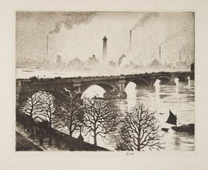 Savoy Penceresinden Waterloo Köprüsü, yayın.1925 (gravür) by Christopher Richard Wynne Nevinson