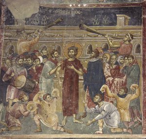 Müzisyenlerin İsa ile Alay sahnesi, yaklaşık 1317 by Chrostiras Michael