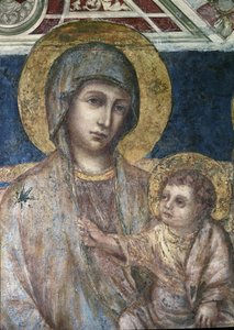 Maesta - Cimabue (Cenni di Pepo) (yaklaşık 1272-1302) tarafından bakire ve çocuk fresk detayı 1278-1280 Dim 320x340 cm Assisi, San Francesco Bazilikası, Aşağı Kilise