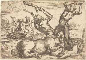 Bir Centaur ve Triton arasındaki savaş by Circle of Jusepe de Ribera
