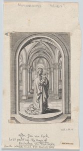 Van Maelbeke Bakiresi olarak da bilinen Kilisede Bakire ve Çocuk, 1575-1585.. by Circle of the Brothers Wierix.