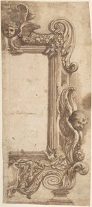 Melekler, Volütler ve Çelenklerle Süslenmiş Yarım Çerçeve İçin Tasarım., 1634-89. by Ciro Ferri.
