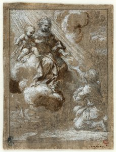 Madonna ve Şanlı Çocuk Diz çökmüş bir genç adama benziyor by Ciro Ferri